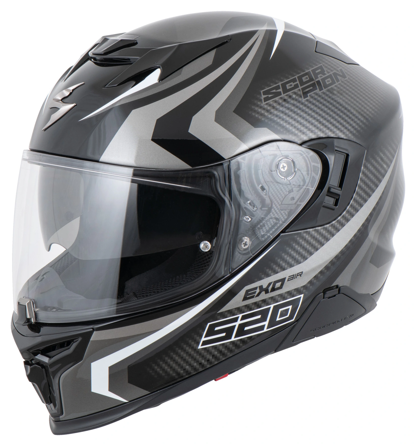 SCORPION EXO-520 EVO AIR TERRA FULL FACE HELMET BLACK-SILVER-WHITE XS 